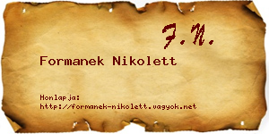 Formanek Nikolett névjegykártya